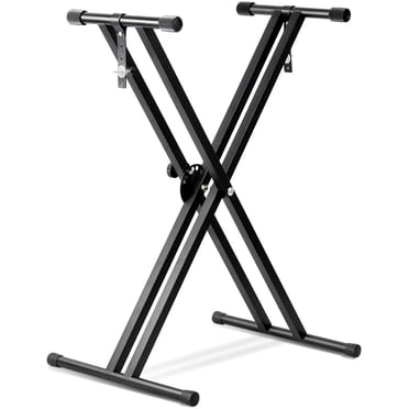 Support de Clavier en X à Double Accolade Réglable en Hauteur et Largeur avec Sangles Verrouillables, Supports Pliables Robustes pour Musique Classique et Piano Électronique, Caoutchouc Antidérapant