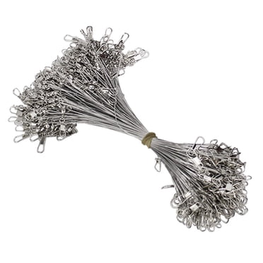 100pcs Fishing Wire Leader Rigs Trace with Swivels,Snaps, Fishing Leader 100pcs White