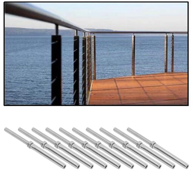 10Pcs Thread Swage Lag Screw Stainless Steel Cable Railing Hardware Swage Lag Screw Kit,Decking Fencing Decking Railings Chain Rope Fittings Industrial Hardware