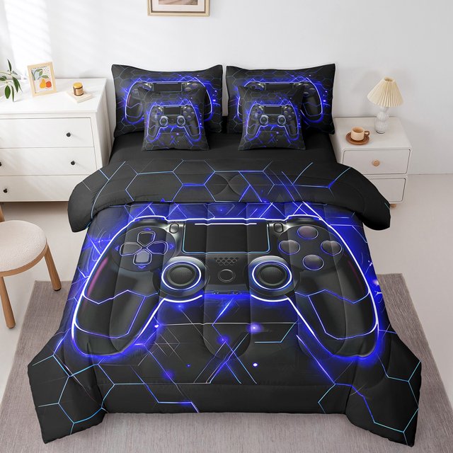 YST Neon Honeycomb Comforter Set, 7 Pieces, 90 Grams Chemical Fiber, Full Size (2 Count)