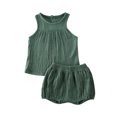 thumbnail image 1 of Gupgi Ensemble Débardeur Sans Manches en Coton et Lin pour Bébés Filles Garçons + Mini Shorts, 1 of 8