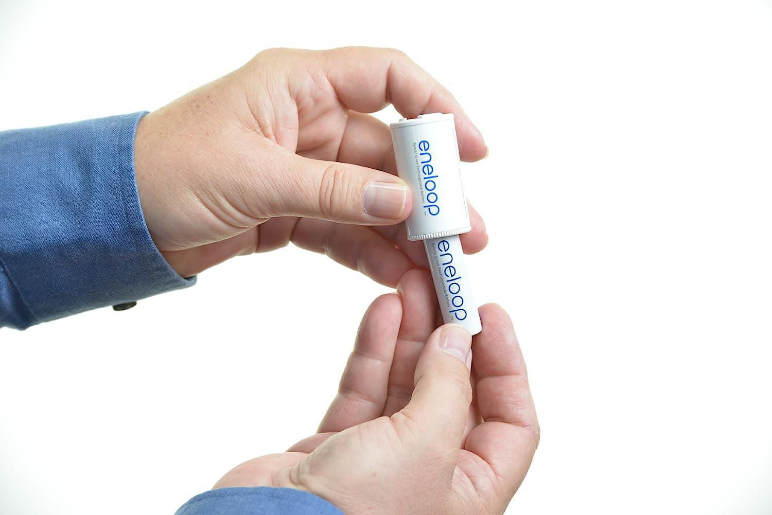 Panasonic Eneloop AA Lot de 2 piles rechargeables pré-chargées Ni-MH avec 2 entretoises « C »