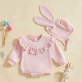 thumbnail image 2 of MIASHUI Baby Girl Easter Outfit Clothes Long Sleeve Romper with Cute Rabbit Ear Hat,Pink,3-6 Months, 2 of 8