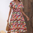 thumbnail image 1 of Mefallenssiah Woman Summer Printing V-Neck Short Sleeve Dress, 1 of 1