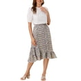 thumbnail image 2 of Unique Bargains Women's Floral Elastic Waist Ruffle High Low Hem Skirts, 2 of 6