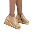 thumbnail image 4 of EGNMCR Bottines pour Femmes Femmes Chaussures Rétro à Semelle Plate Décontractées Grande Taille à Enfiler Chaussures à Double Fermeture Éclair, 4 of 7