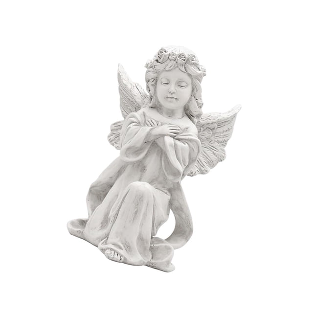 Maytalsory Resin White Angel Statue Elegant Desktop Decor Collection Window Props for Christmas prayer hold hands 1Set