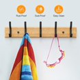 thumbnail image 2 of czcpp-Coat Hanger Clothes Rack 5 Hooks Heavy Duty Clothes Hat Holder Bamboo Board Black Hooks, 2 of 4