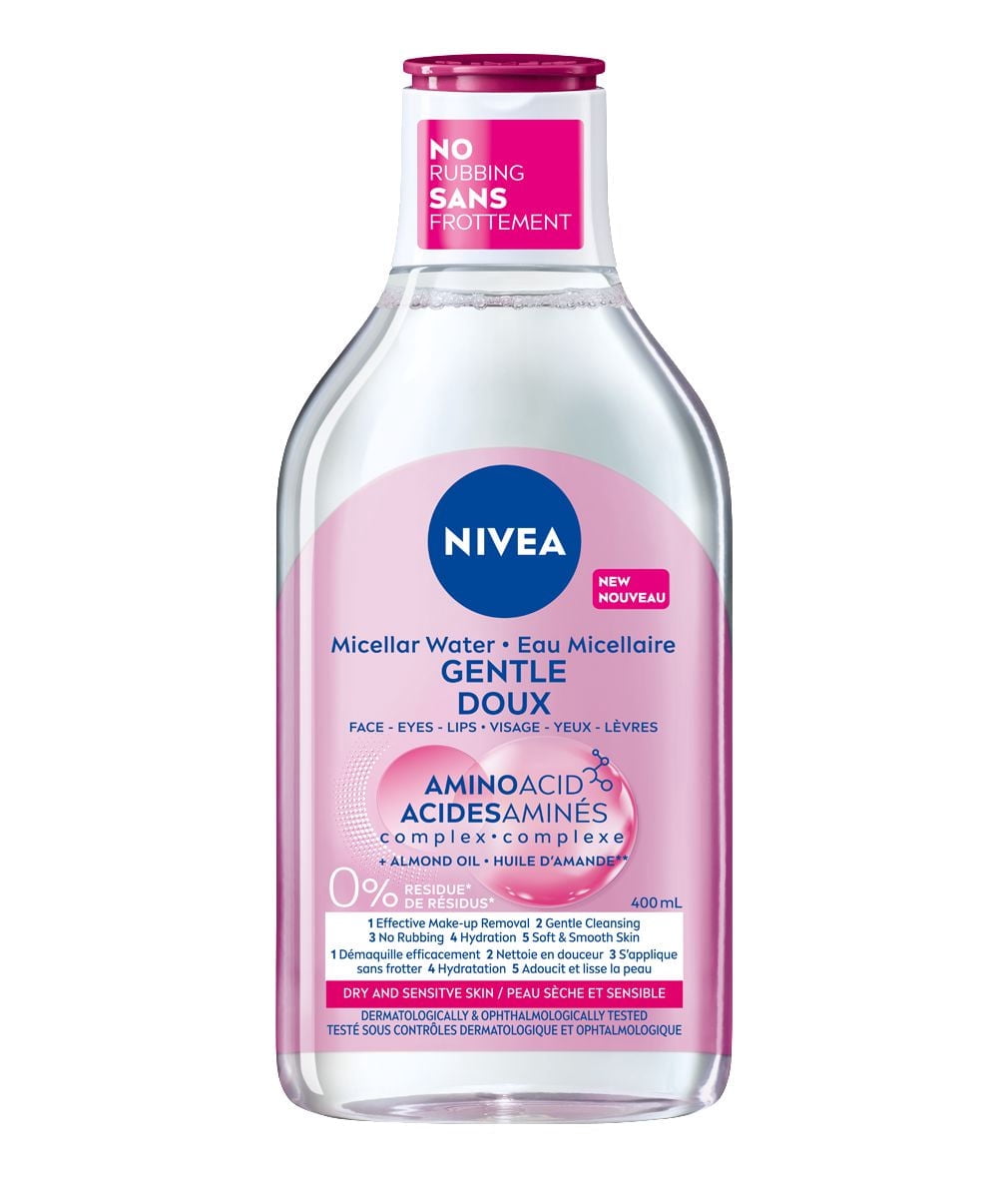 NIVEA Eau micellaire pour peaux sèches et sensibles, nettoyant et démaquillant, 400 ml
