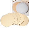 thumbnail image 4 of 10PCS Double Sided Pattern Round Cake Boards, Thicken Cardboard, Gold + Silver, Lace Decoration, Reusable Cake Trays for Wedding, Birthday Party, 4 of 8