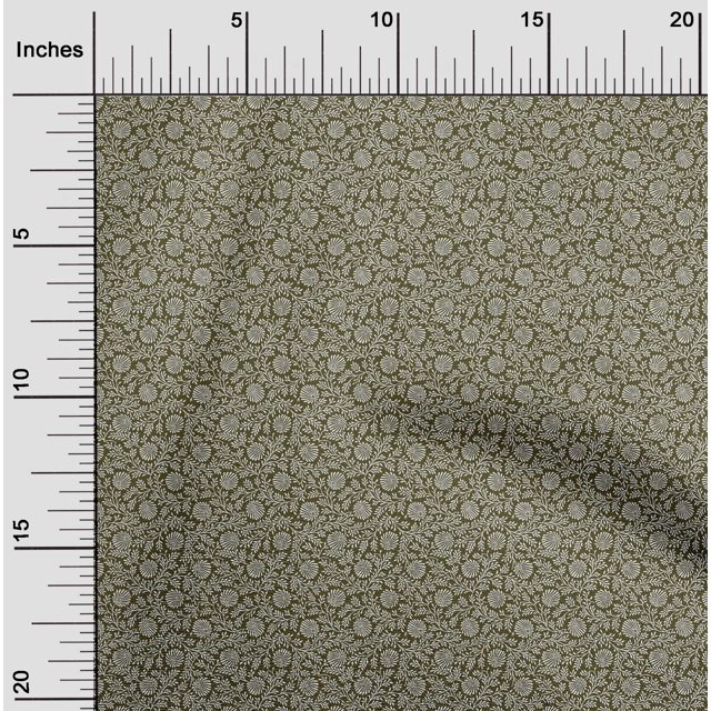 oneOone Polyester Lycra Fabric Leaves & Floral Artistic Printed Fabric 1 Yard 56 Inch Wide