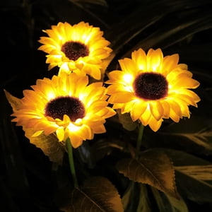 Suncoda Lumières extérieures solaires, lumières extérieures solaire Décor de jardin, lampes de jardin solaires améliorées avec 3 Lumières de tournesol réalistes, lumières solaires pour patio extérieur