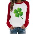 thumbnail image 2 of DPTALR Ladies Saint Patrick's Day Printed Round Neck Long Sleeved T-shirt Loose Top, 2 of 4
