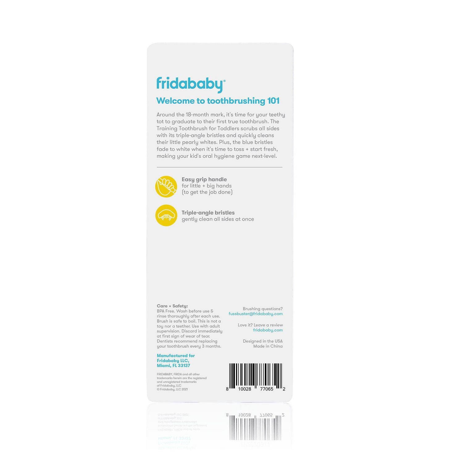 Frida Baby - Brosse à dents d'entraînement SmileFrida pour tout-petits, serre-dents triple angle