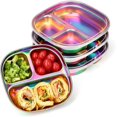 thumbnail image 1 of Stainless Steel Kids Plates, Pack of 4 Stainless Steel Divided Toddler Plate with Lids, 1 of 7