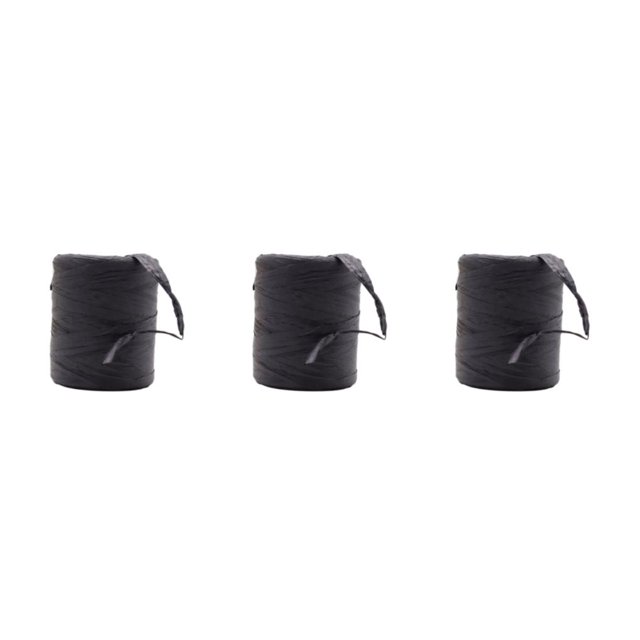 Decodeary Sturdy And Durable Raffia Rope Yarn For DIY Crafts Beautiful Colors Fiber Natural Paper Ribbon black 3Set