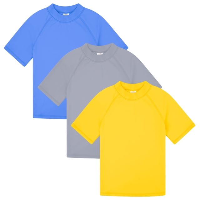 BIG ELEPHANT 3 Pack Kids Short Sleeve Rash Guard Shirt UPF 50+ Protection Swimwear Quick Dry Swim Tee Youth Rashguard
