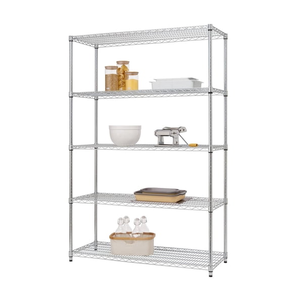 TRINITY - Étagère grillagée à 5 tablettes EcoStorage™ | 48 po x 18 po x 72 po |NSF | Chrome