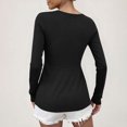 thumbnail image 4 of BLVB Femme Blouse à Col en V Nouée à l'Avant Chemise Manches Longues Élégante Décontractée Sortie T-Shirt Couleur Unie Chandail Hauts, 4 of 6