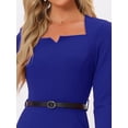 thumbnail image 5 of INSPIRE CHIC Robe de Bureau Élégante pour Femme, Encolure Cœur, Robe Crayon Moulante Ceinturée, TP Bleu Royal, 5 of 5