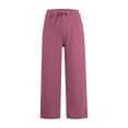 thumbnail image 4 of FNFYFH Clearance Womens Wide Leg Pants with Pockets Drawstring Cotton Linen Pant Solid Palazzo Trousers,Yellow, 4 of 9