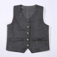 thumbnail image 4 of Kcodviy Gilet Rétro pour Garçons Style Cowboy en Cuir Suédé Col en V Décontracté Style Western Vintage, 4 of 8