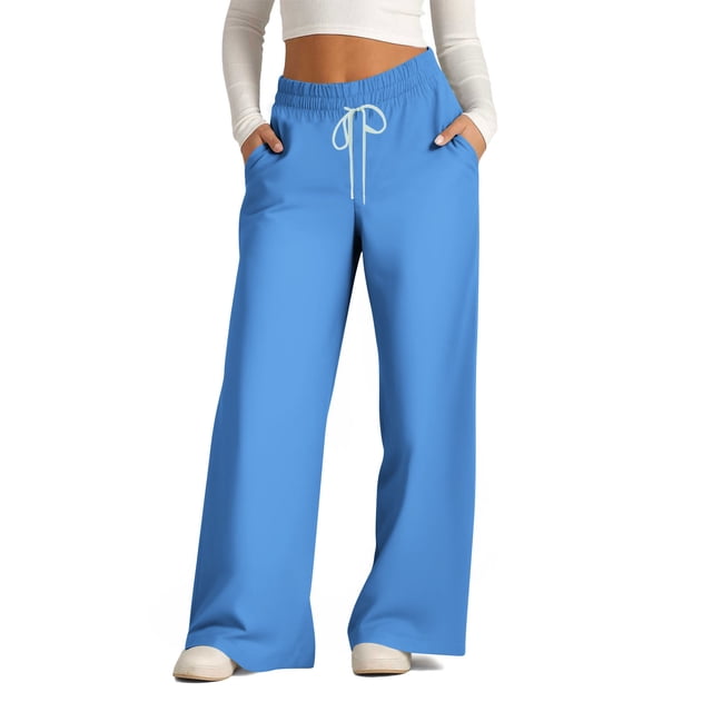 Pants for Women, Womens Fashionable Striped Printed Drawstring Wide Leg Pants