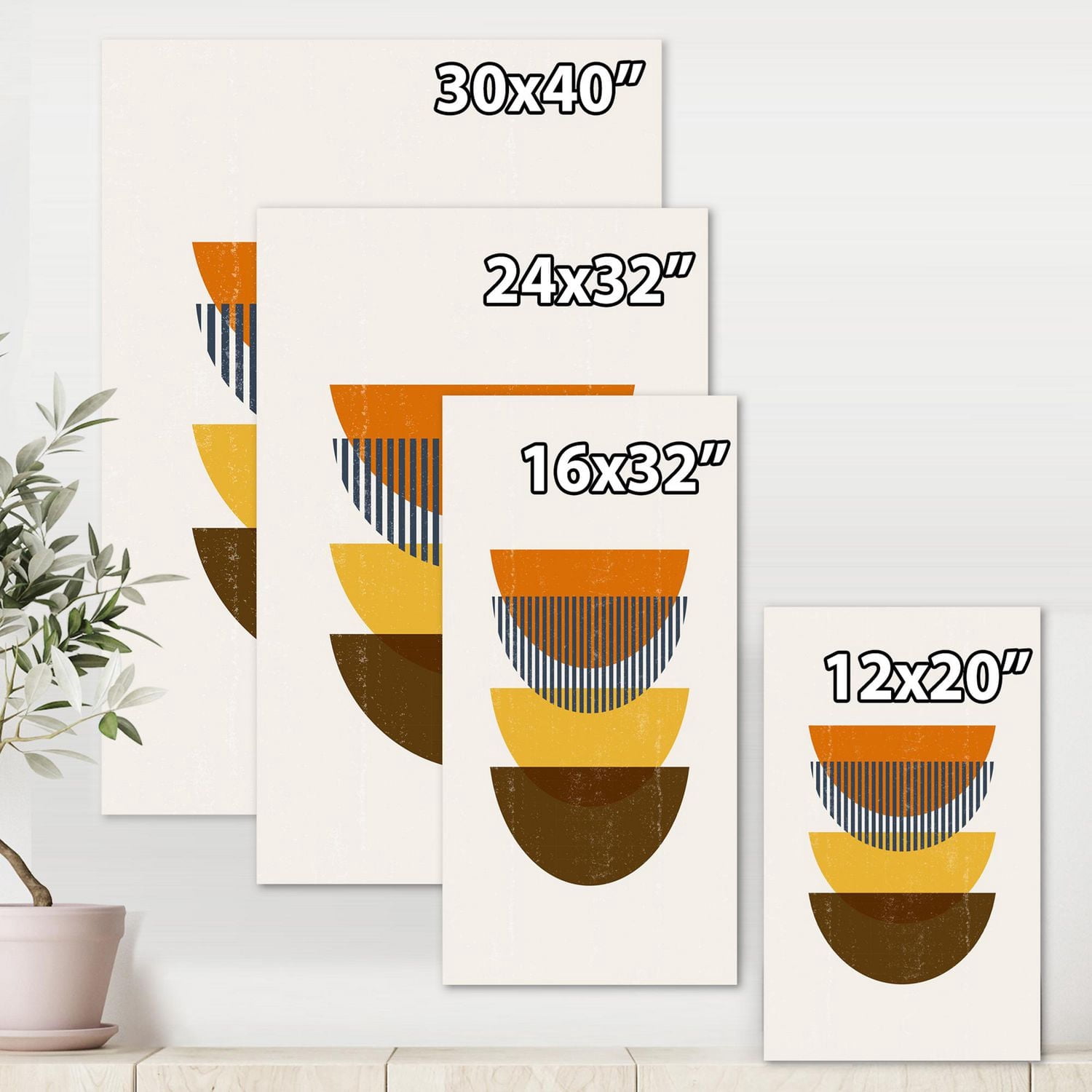 Designart Résumé géométrique Lune en Terre Tones Art mural sur toile