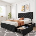 thumbnail image 1 of CazToi Queen Size Storage Bed 4 Drawers Adjustable Headboard 1000LB Capacity PU Leather Bed Frame, 1 of 8