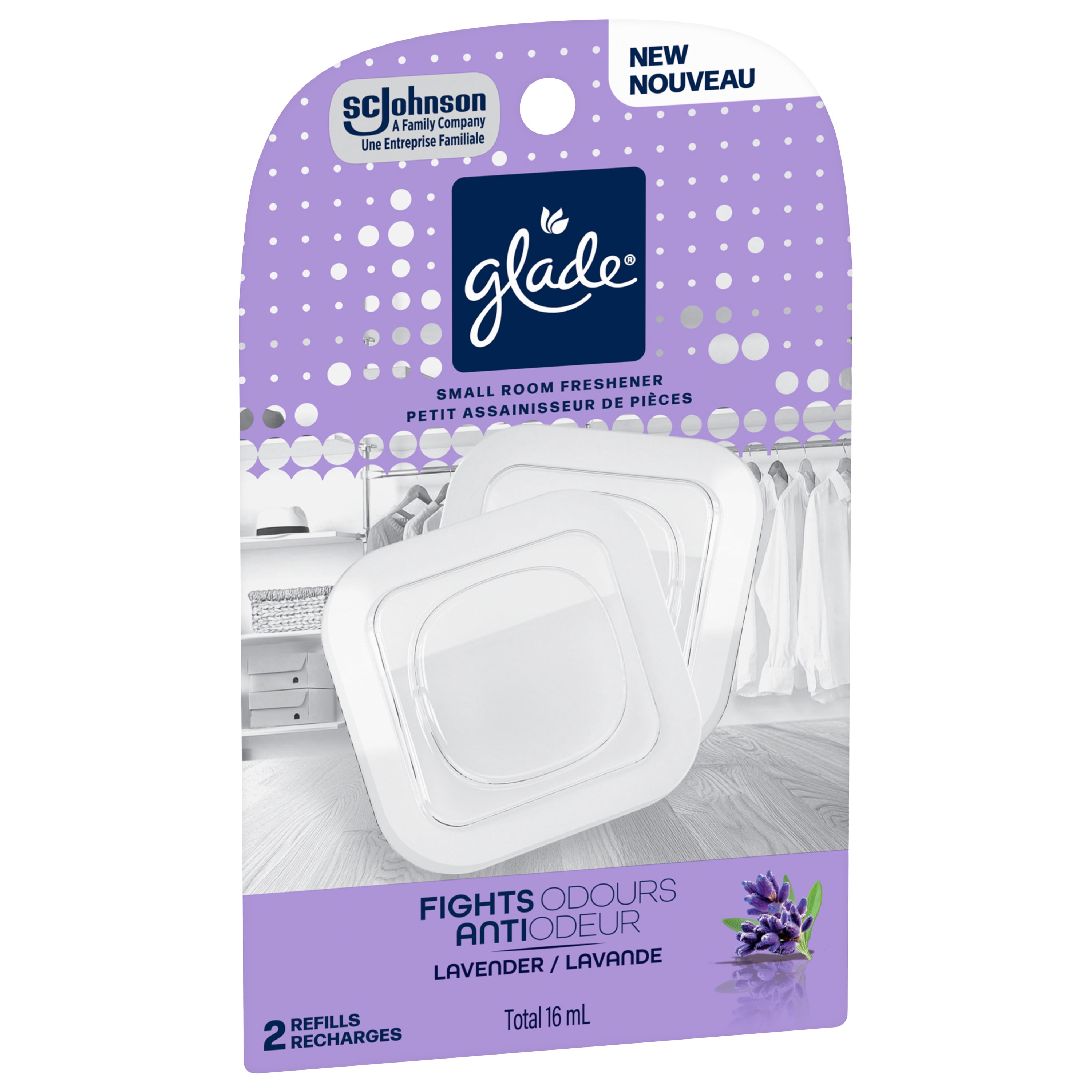 Glade® petit assainisseur de pièces 2 recharges - lavande