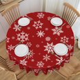 thumbnail image 1 of Tablecloth Christmas Red Snowflake Xmas Round 60 x 60 Inch Table Cover Polyester Stain and Wrinkle Resistant Table Cloth for Kitchen Dining Coffee Party, 1 of 6
