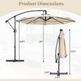 thumbnail image 3 of Gymax Parasol Déporté de Patio 10 Pi avec Base en X, Inclinaison Infinie et Rotation à 360° Beige, 3 of 10
