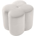 thumbnail image 3 of Meridian Furniture Clover Flower Shaped Cream Velvet Ottoman, 3 of 5