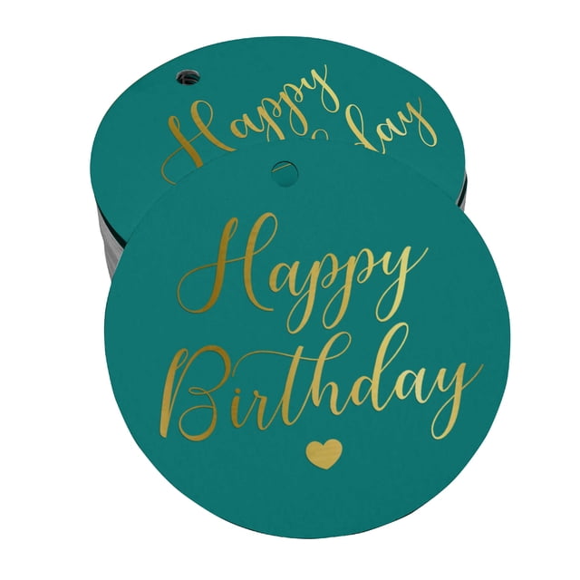 Inkdotpot Happy Birthday Bottle Tag Real Gold Foil Favor Hang Tags Pack Of 50