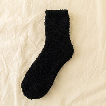 GDREDA Fuzzy Socks Soft Cozy Fluffy Slipper Winter Warm Plush Socks Christmas Stocking Stuffers Gifts for Women Black,One Size