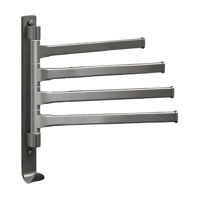 SLYNSHome Swivel Towel Rack,Alloy 4-Arm Towel Bar Space Saving Wall Mounted Towel Holder with Hook Rustproof Swing Out Towel Hanger for Bathroom,Kitchen