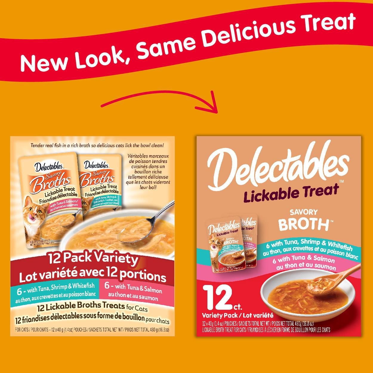 Delectables Friandises à Lécher en Bouillon Assortiment Lot de 12 pour Chats