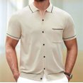 thumbnail image 2 of Birdeem Chemises pour Hommes Chemise à Manches Courtes Boutonnée Tricotée Col Rabattu Veste Fine, 2 of 12