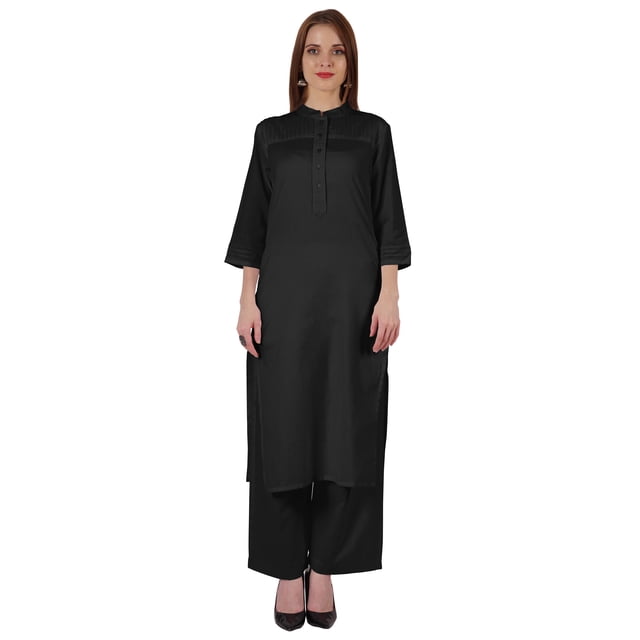Bimba Robe Traditionnelle Indienne Unie pour Femmes Ensemble Kurta et Pantalon Ethnique Indien Palazzo