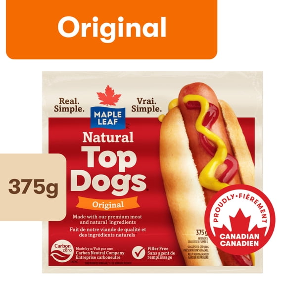 Saucisses fumées originales Natural Top Dogs Maple Leaf 375 g