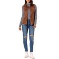 thumbnail image 2 of INSPIRE CHIC Veste Cargo Utilitaire pour Femme Sans Manches à Boutons devant en Faux Suède avec Poches TP Brun, 2 of 7