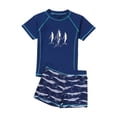 thumbnail image 2 of Aocisk Toddler Boy Swimsuit Boys Sun Protective Swim Set Split Design Rash Guard Top and Swim Trunks for Toddlers and Kids Boys Bathing Suit Navy XXXXXL, 2 of 7