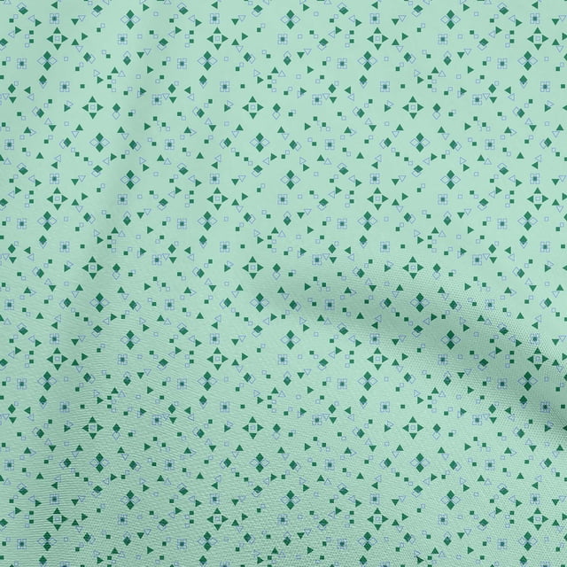 oneOone Cotton Flex Light Mint Green Fabric Geometric Sewing Material Print Fabric By The Yard 40 Inch Wide