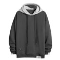 thumbnail image 1 of Mrat Chandail à Capuchon Surdimensionné pour Hommes Automne Chandail à Capuchon de Printemps pour Hommes Ample Color Collocation Mode Décontracté Chemise de Sport Chandail à Capuchon Chandail à Capuchon Robe à Capuchon pour Hommes P-30 Gris P, 1 of 5