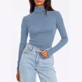 thumbnail image 2 of Sentmoon Hauts pour Femmes Col Rond Blouse à Manches Longues pour Femmes Surdimensionnée Extensible Ajustée Couleur Unie Vêtements pour Femmes Mode pour Visites de la Ville TTG, 2 of 8