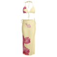 thumbnail image 4 of Maillot de Bain 2 Pcs pour Femme à Fleurs, Bikini Triangle à Ficelles à Dos Nu avec Jupe Moulante de Plage, par-Dessus, 4 of 5