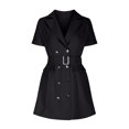 thumbnail image 3 of Gspmoly Robes pour Femmes, Tailleur pour Femmes à Lacets, Col à Revers, Boutons, Robe Unie, Robes de Cocktail, Offres du Jour, 3 of 5