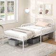 thumbnail image 4 of Costway Metal Daybed Extendable Daybed to Twin Size Bed Heavy Duty Slats Support Sofa Bed White, 4 of 10