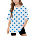 thumbnail image 1 of T-Shirts à Manches Courtes à Col Rond pour Filles Haut Tee Enfants Coton Rayé Imprimé T-Shirt Ample Bleu 12-13 Ans, 1 of 8