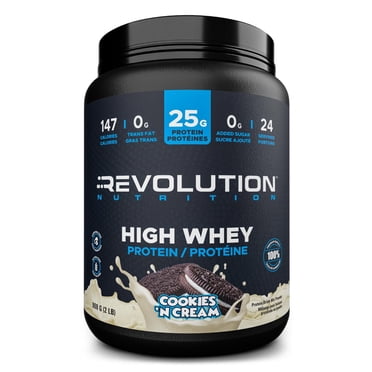 Revolution Nutrition, High Whey, Protein Powder 2LB, Whey Isolate of Protein, 24 Servings, Gluten Free, Lean Muscle Mass For Men & Women, Cookies & Cream